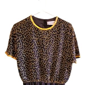 Vintage 90s Silk Beaded Bodysuit